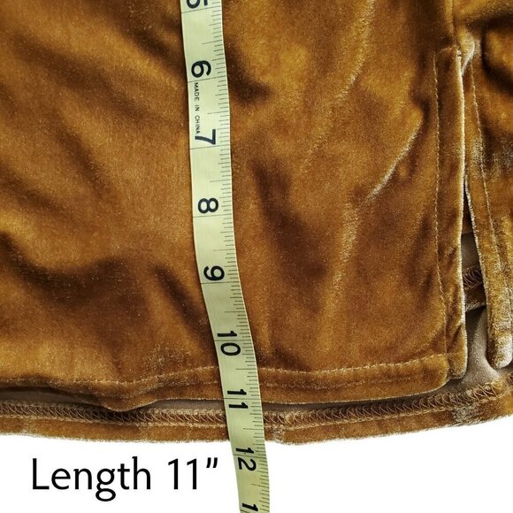 Micro Mini Skirt Skort Velvet Y2K Schoolgirl Grunge Retro Velvet Caramel 90s XS - Picture 12 of 14